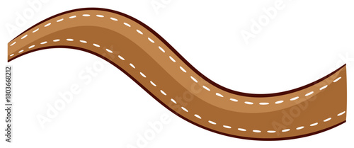Stylized brown winding road with dashed white lines simple graphic illustration