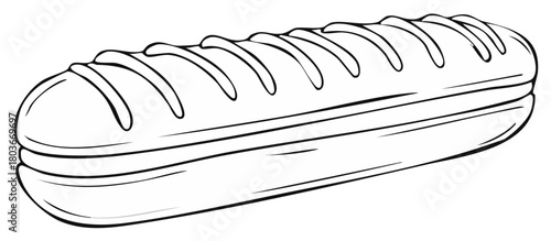 Cartoon illustration of a baguette sandwich in black and white