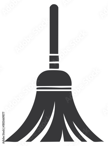 Household cleaning broom icon for tidiness and domestic work vector graphic