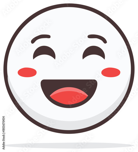 Cute laughing emoji with blushing cheeks and closed eyes vector icon