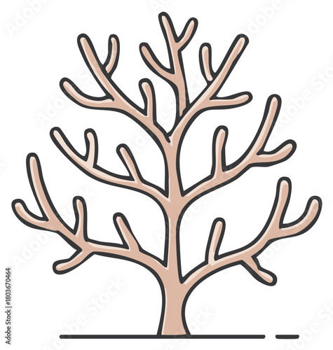 Stylized Bare Tree Icon Winter Branches Minimalist Nature Outline Drawing