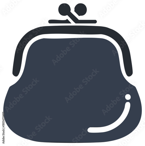 Stylized graphic of a coin purse with clasp