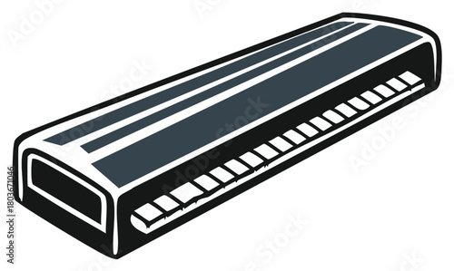 Harmonica Single Illustrated Object Isolated on White Background