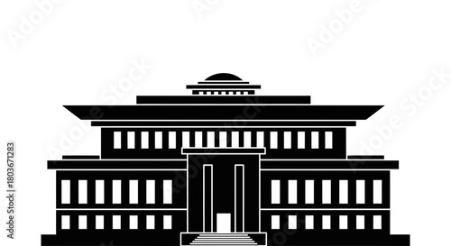 Elegant city hall silhouette stands tall in classic architecture style