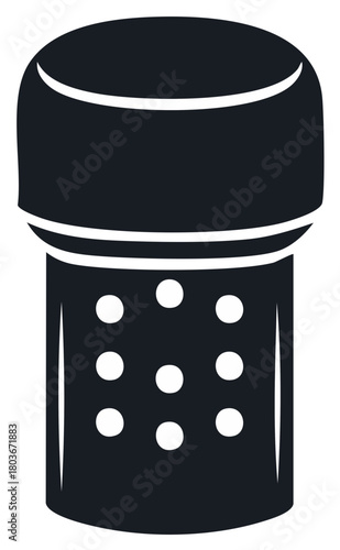 Dark Silhouette of a Microphone with Perforated Body and Distinctive Head