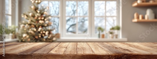 Wallpaper Mural A Christmas tree is lit up in a room with a window Torontodigital.ca