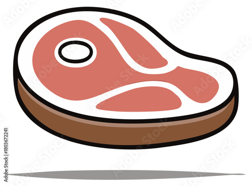 Stylized illustration of a raw beef steak with a bone