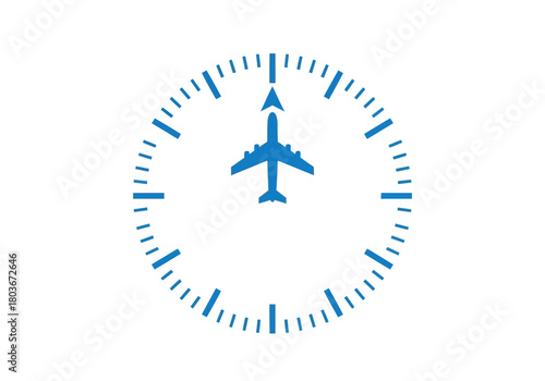 Airplane Clock Time to Travel and Explore the World.