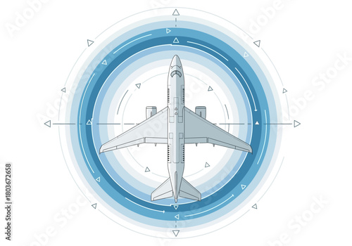 Airplane Navigation System with Compass and Circular Design.