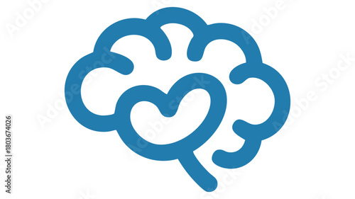 Abstract blue brain heart icon design