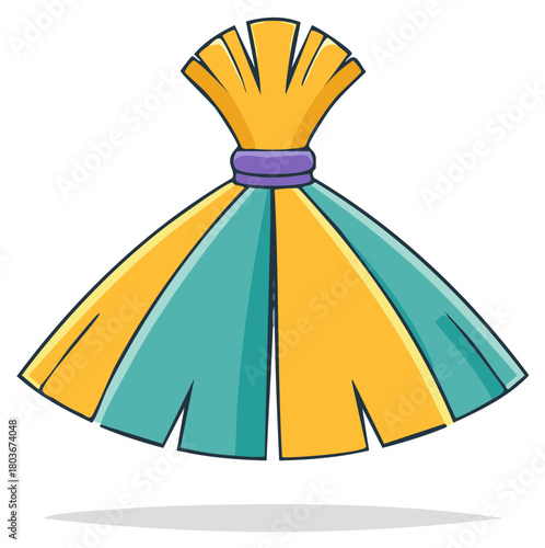Vibrant cartoon vector illustration of a tropical thatched roof umbrella for summer vacation concepts