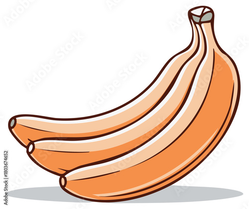 A Bunch of Ripe Bananas with a Stylized Illustration and Gentle Shadow