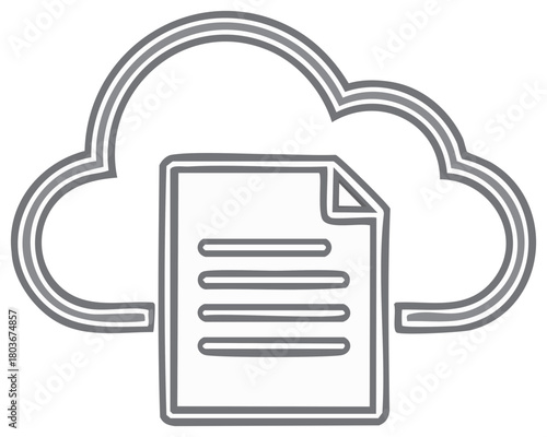 Cloud storage icon with file or document symbol showing online data processing