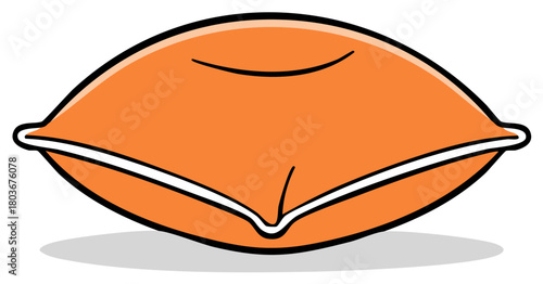 Stylized Orange Pillow with White Outline and Shadow