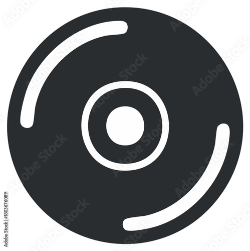 Icon of a compact disc or DVD in dark gray