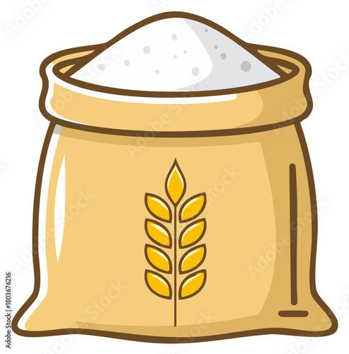 Cartoon Burlap Sack of Flour Wheat Grain Ingredient Food Baking