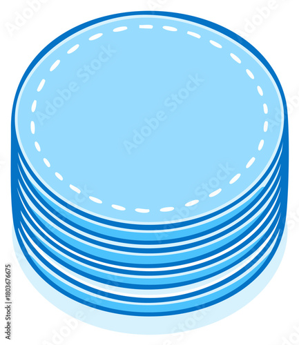 Stack of Light Blue Round Cosmetic Pads for Cleaning and Makeup Removal