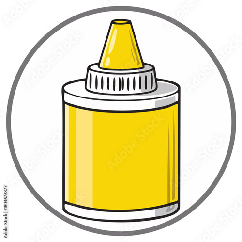 Simple yellow squeeze bottle illustration for mustard or glue vector icon