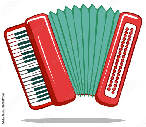 Accordion musical instrument isolated on a white background