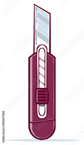 Crimson Utility Knife with Silver Blade and Extendable Cutter