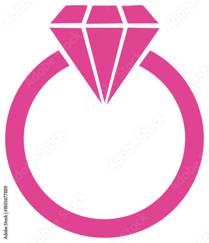 Hot Pink Diamond Ring Silhouette Graphic for Wedding or Engagement Proposals