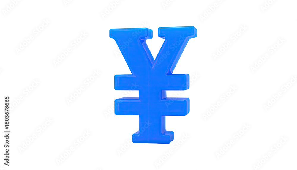 Fototapeta premium Blue Japanese Yen symbol on black backdrop with outlined edges