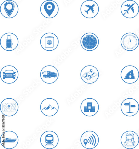 Travel & Navigation Icons Set,