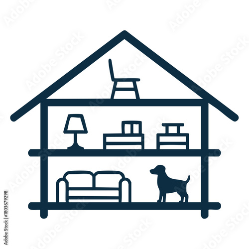 Interior home furniture and dog