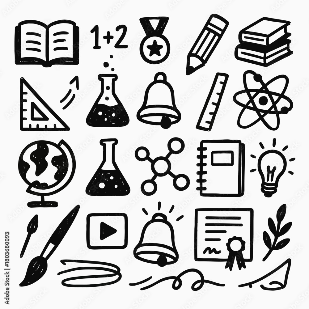 Obraz premium Hand drawn school elements for decoration use