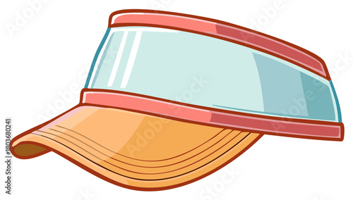 Cartoon sun visor with clear plastic shield and orange brim