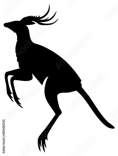 Silhouette of a leaping mythological creature