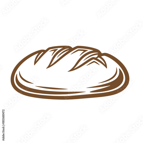 Vector illustration of a simple loaf of bread in a classic sketch vintage style