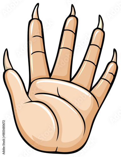 Cartoon monster hand with claws, fictional creature illustration, digital art