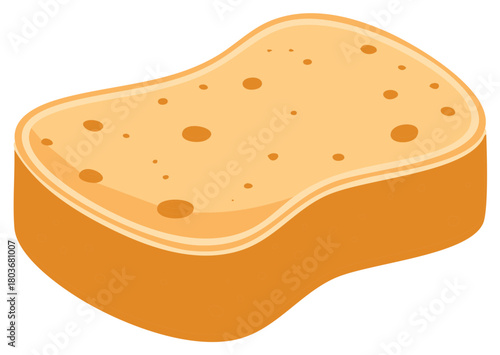 Isometric Sponge Illustration for Cleaning and Hygiene Purposes in Orange Tone