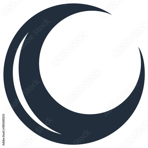 Simple Crescent Moon Icon with Subtle Curve and White Highlight