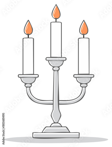 Illustration of a candelabra with three burning candles, a classic design