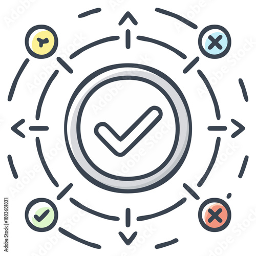 Strategic Planning and Execution Icon:  Decision-Making with Approvals and Disapprovals