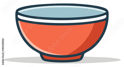 Simple Orange Bowl With Light Blue Interior And Dark Rim