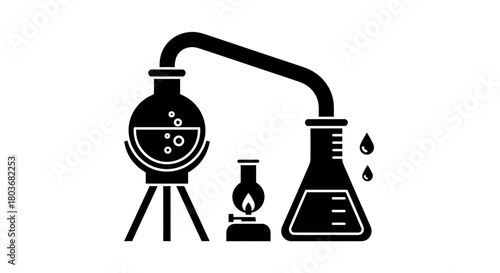 Science distillation apparatus for laboratory experiment icon
