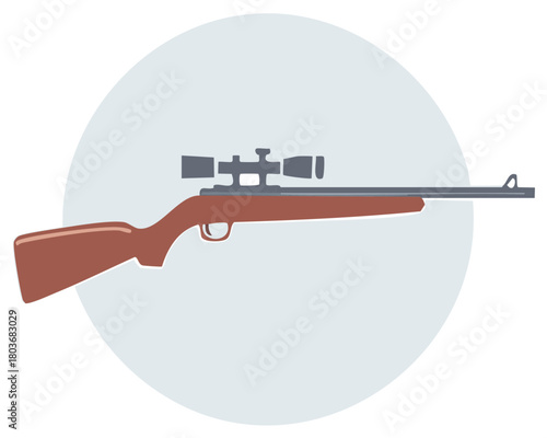 Hunting rifle with scope illustration for precision target shooting and outdoor sport