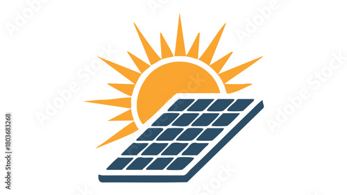 Solar panel and sun energy icon
