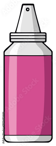 Vibrant Pink Cosmetic Product Dispenser Bottle Cartoon Illustration