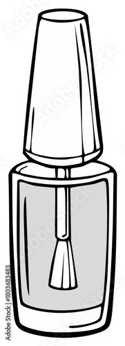 Isolated Nail Polish Bottle with Application Brush and Cap Design