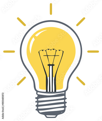Glowing Yellow Light Bulb Illustrating a New Idea or Innovation