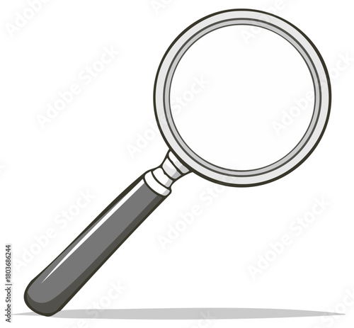 Simple cartoon magnifying glass illustration for search, research, and investigation concepts