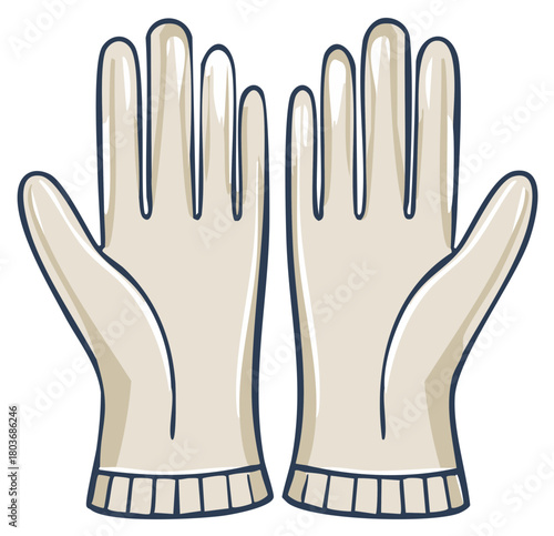 Pair of Protective Gloves Icon with fingers for safety, cleaning or medical use