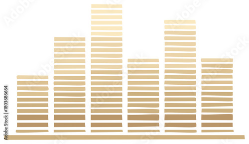 Sound Wave Graphic with Beige Bars Displaying Audio Spectrum in Modern Abstract Flat Vector Style for Music Applications