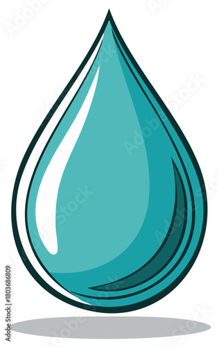 Turquoise water droplet with highlights and shadow