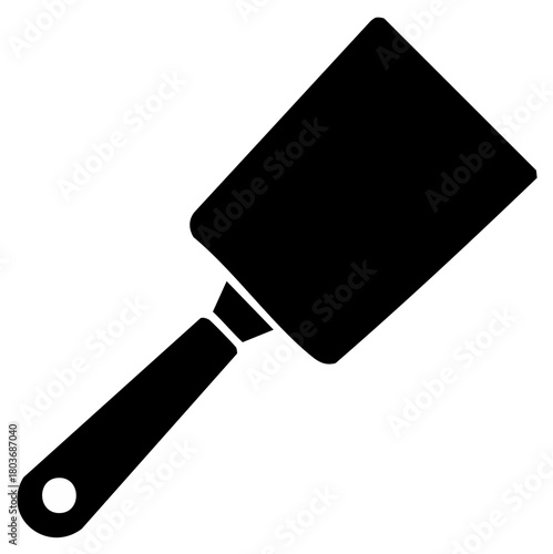 Black and white kitchen spatula silhouette, minimalist cooking tool icon