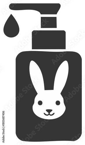Cruelty free soap dispenser with bunny icon and dripping liquid